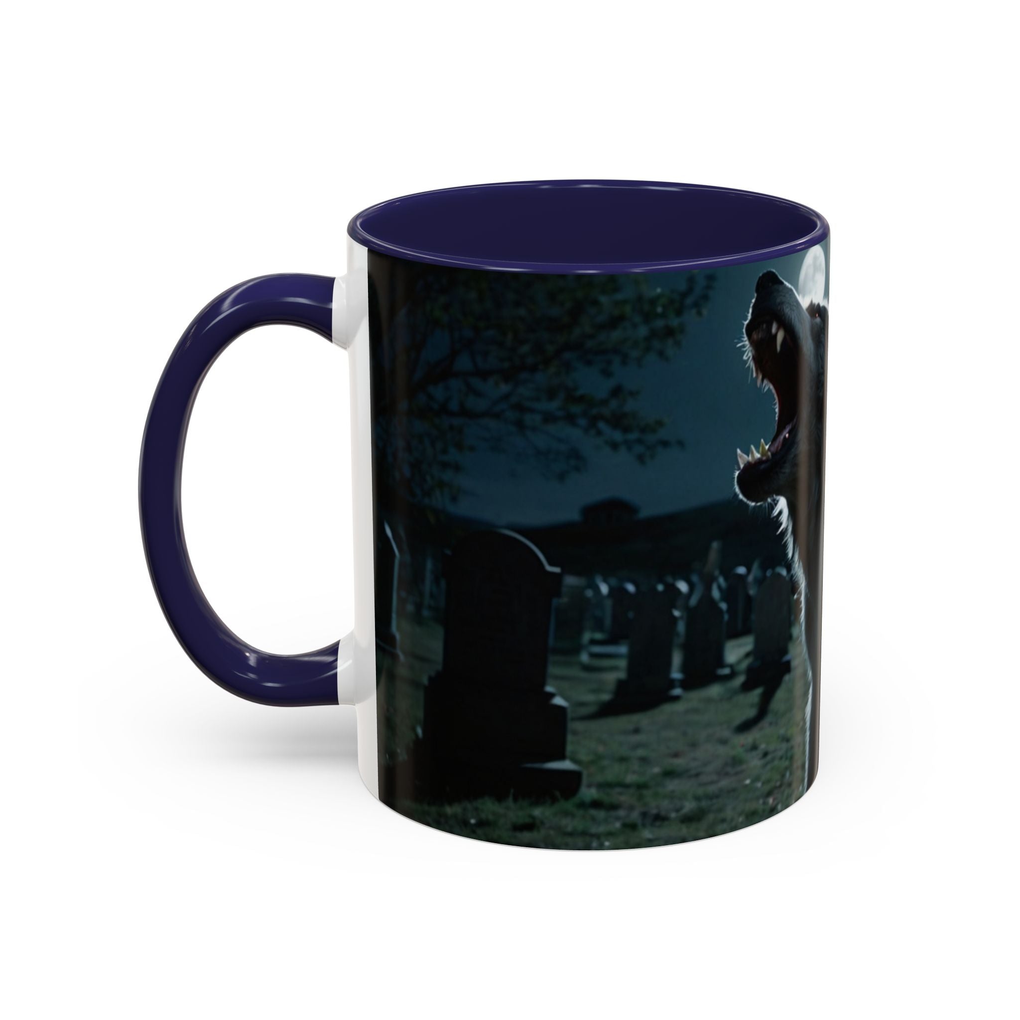 halloween werewolf in graveyard Howling Wolf Accent Coffee Mug - 11 & 15oz