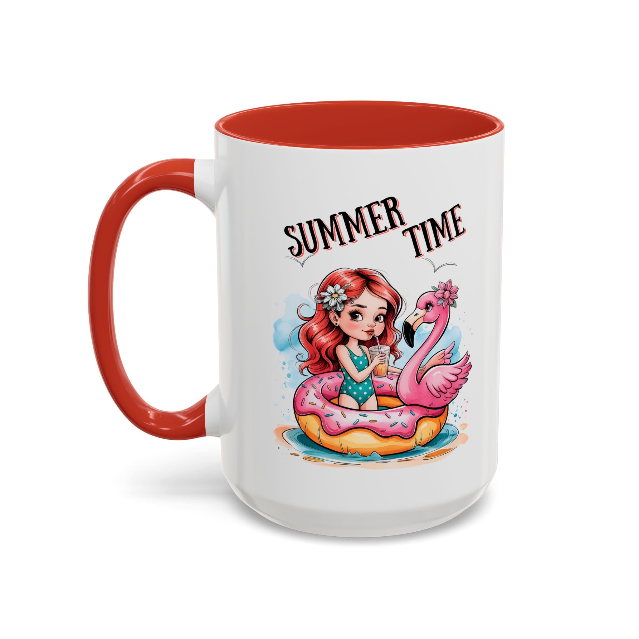 Summer Time Accent Coffee Mug - 11oz & 15oz funny cute girl floating