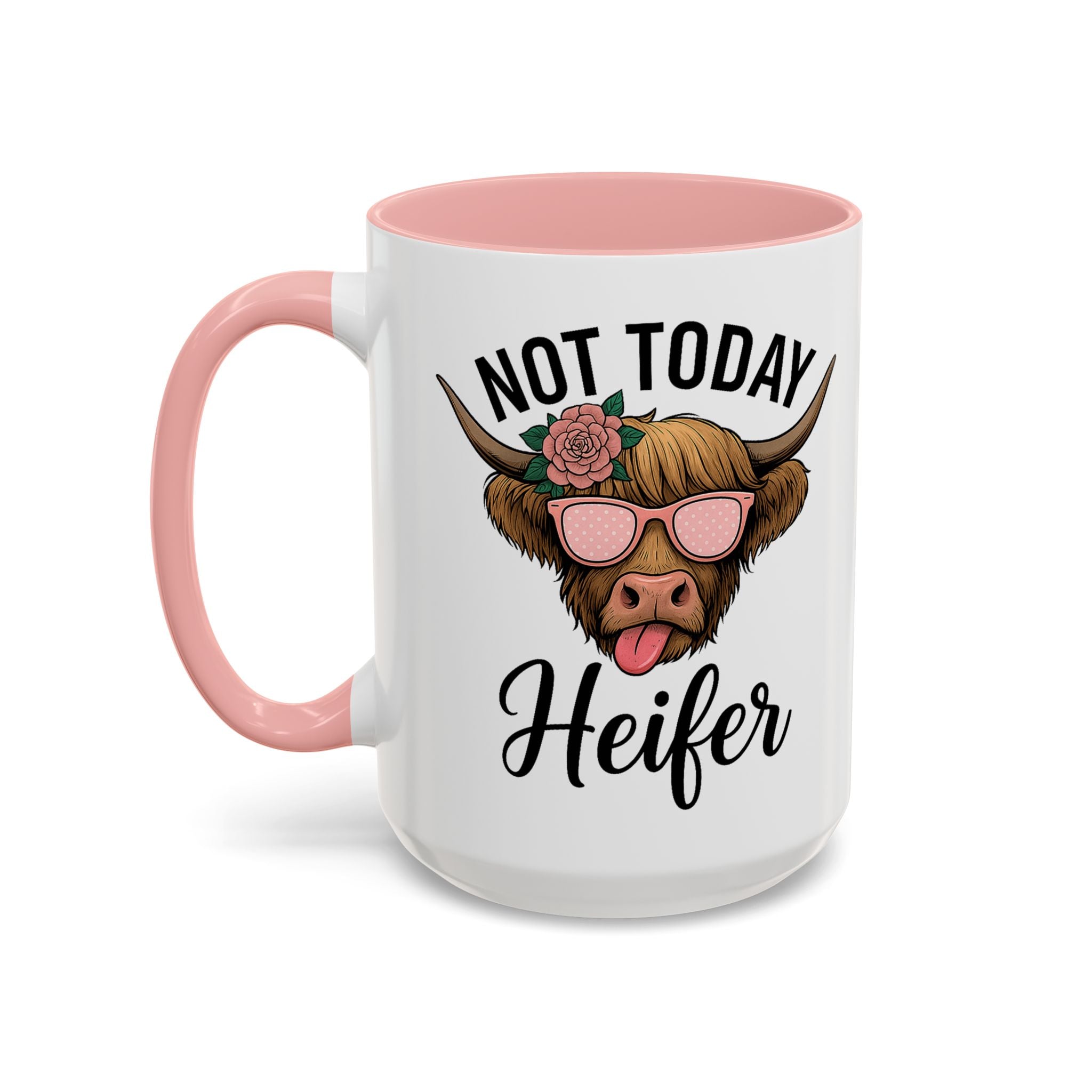 Not Today Heifer Coffee Mug — Funny Cow Mug with Sunglasses (11/15oz)