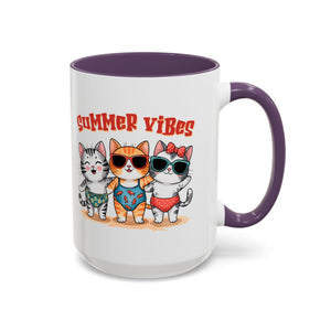 Summer Vibes Cat Coffee Mug - Fun Accent Mug for Cat Lovers