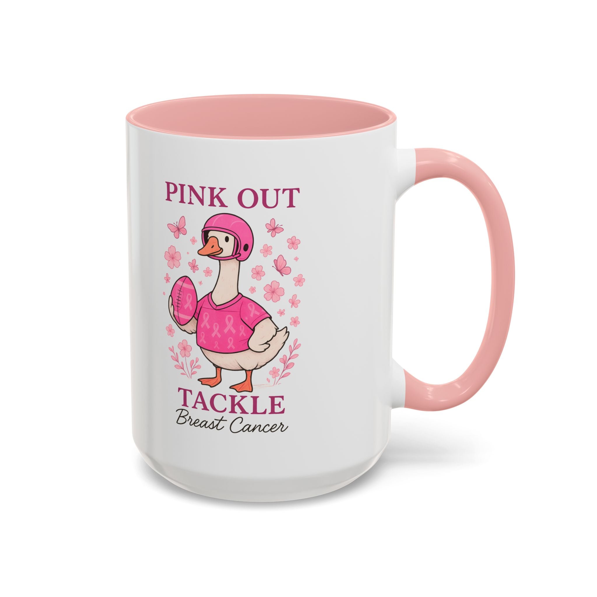 Breast Cancer Awareness Coffee Mug, Pink Out Tackle Duck Design, Supportive Gift for Fighters & Survivors, Cheerful Office Decor, [...]