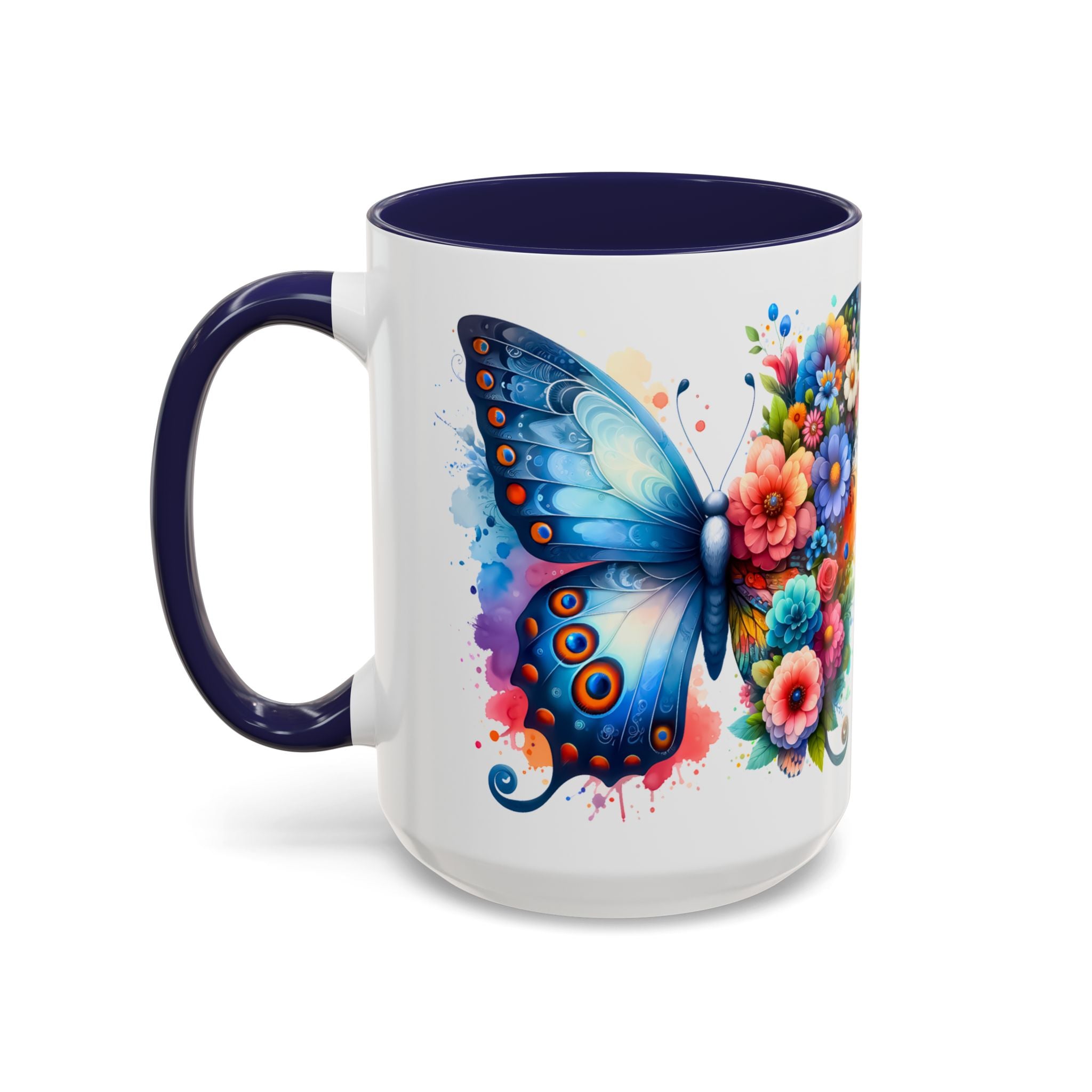 Colorful Floral Butterfly Accent Coffee Mug – Vibrant Artistic 11/15oz nature lover