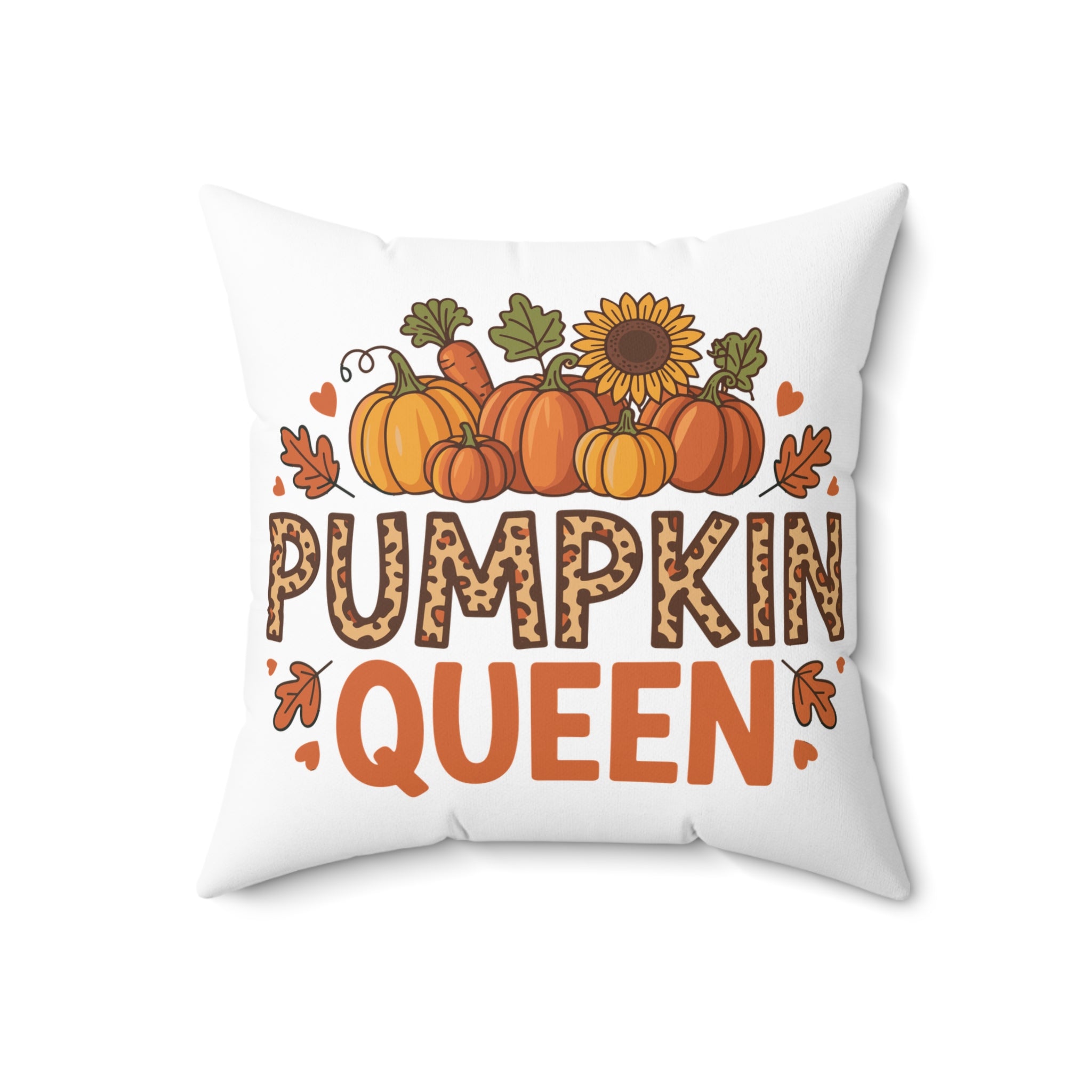 Pumpkin Queen Square Pillow, Fall Decor, Autumn Cushion, Harvest Home Decor, Thanksgiving Gift, Seasonal Accent Pillow