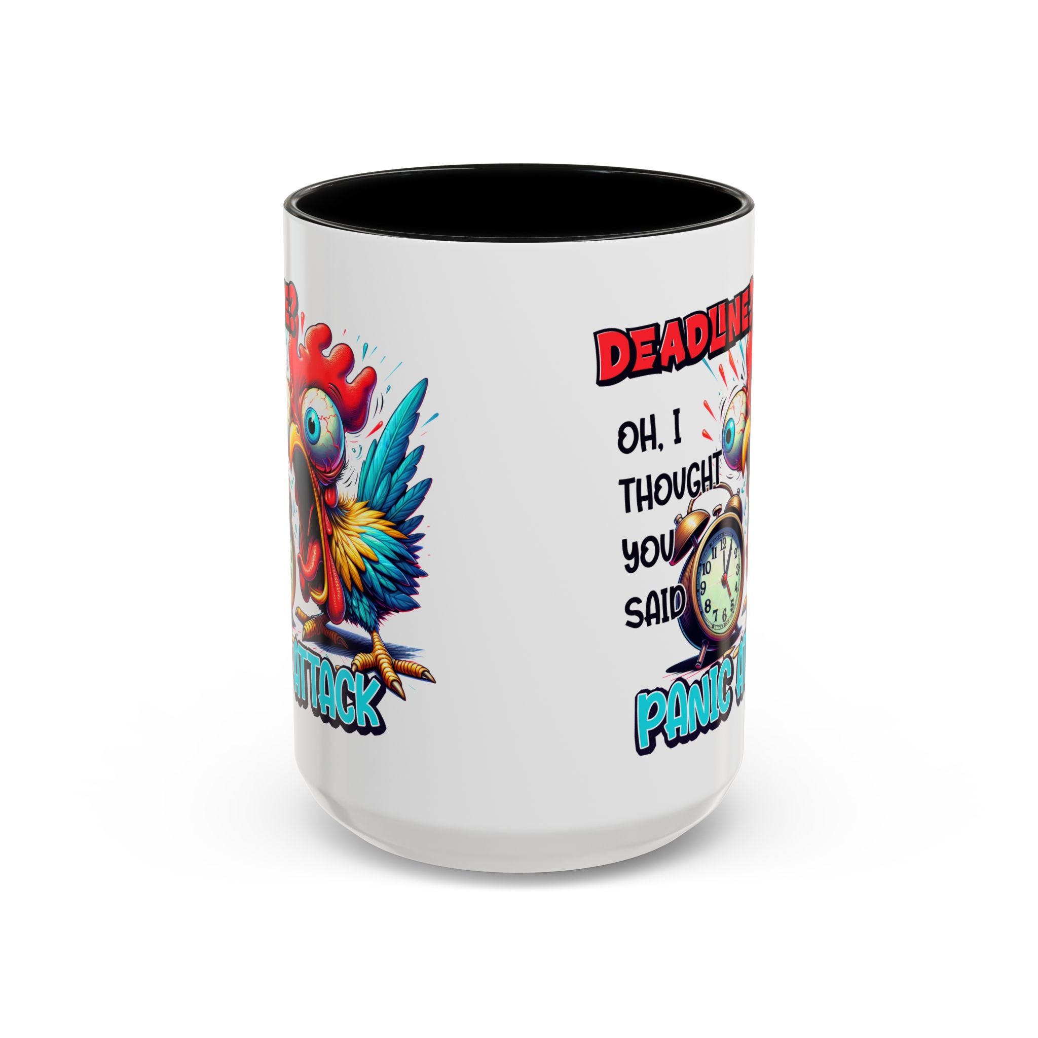 Funny Panic Attack Coffee Mug, Quirky Rooster Mug for Stress Relief, Gift for Teachers, Office Humor, Coworker Gift, Fun Coffee Cup