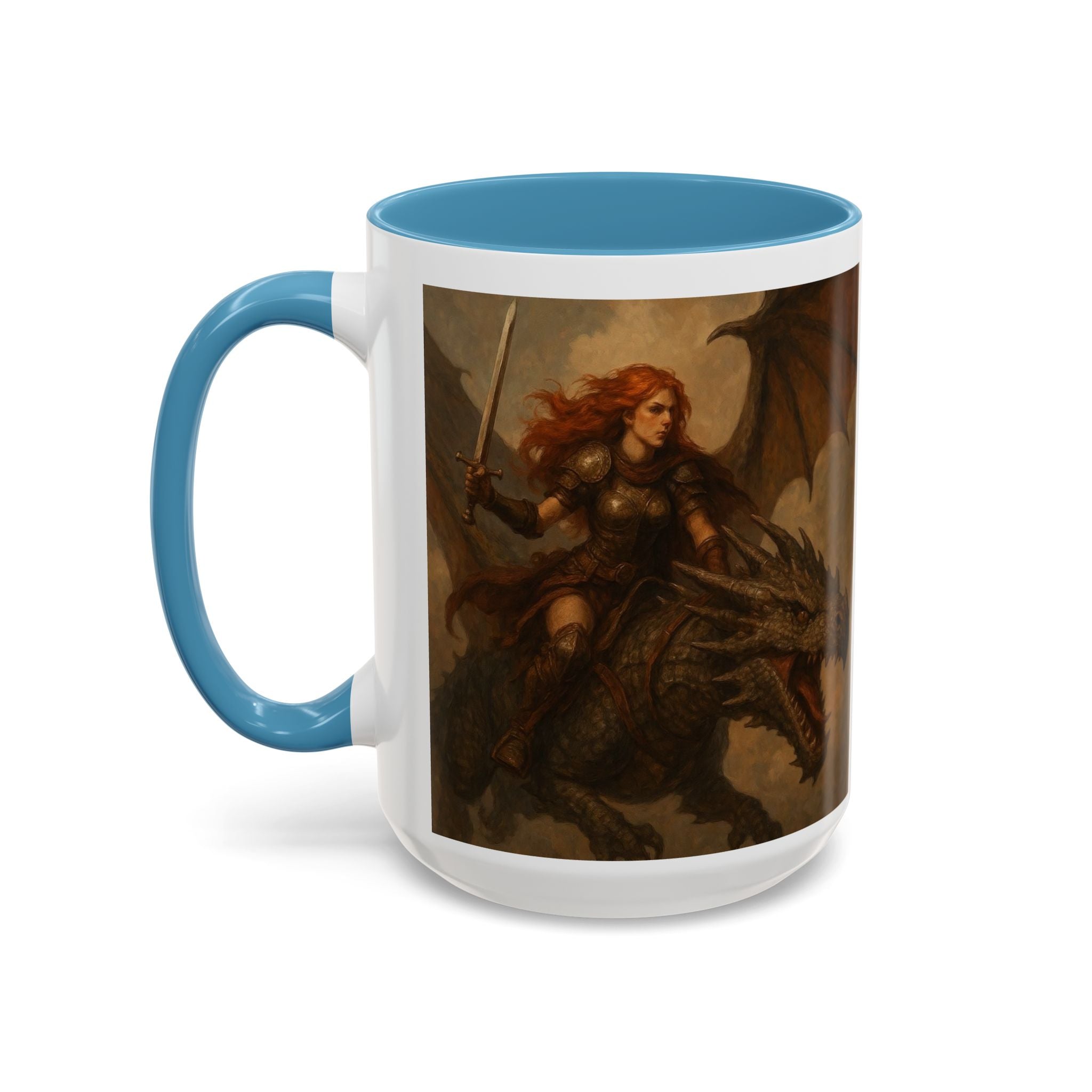 Fantasy Dragon Rider Coffee Mug gothic woman warrior queen