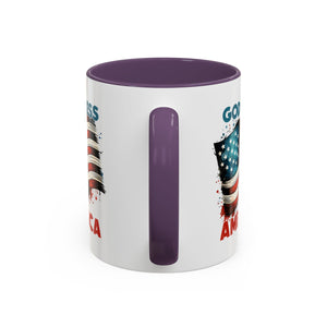 Americana Accent Coffee Mug - God Bless America Design (11oz, 15oz) USA flag