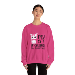 Cute Cat Lover Sweatshirt, My Cat Is Calling Crewneck, Animal Print Pullover, Pet Owner Gift, Cozy Sweatshirt for Cat Moms