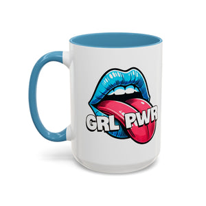 GRL PWR Accent Coffee Mug - Bold Fun Design for Empowerment, Great Gift for Friends, Coffee Lovers, Birthdays, and Celebrations