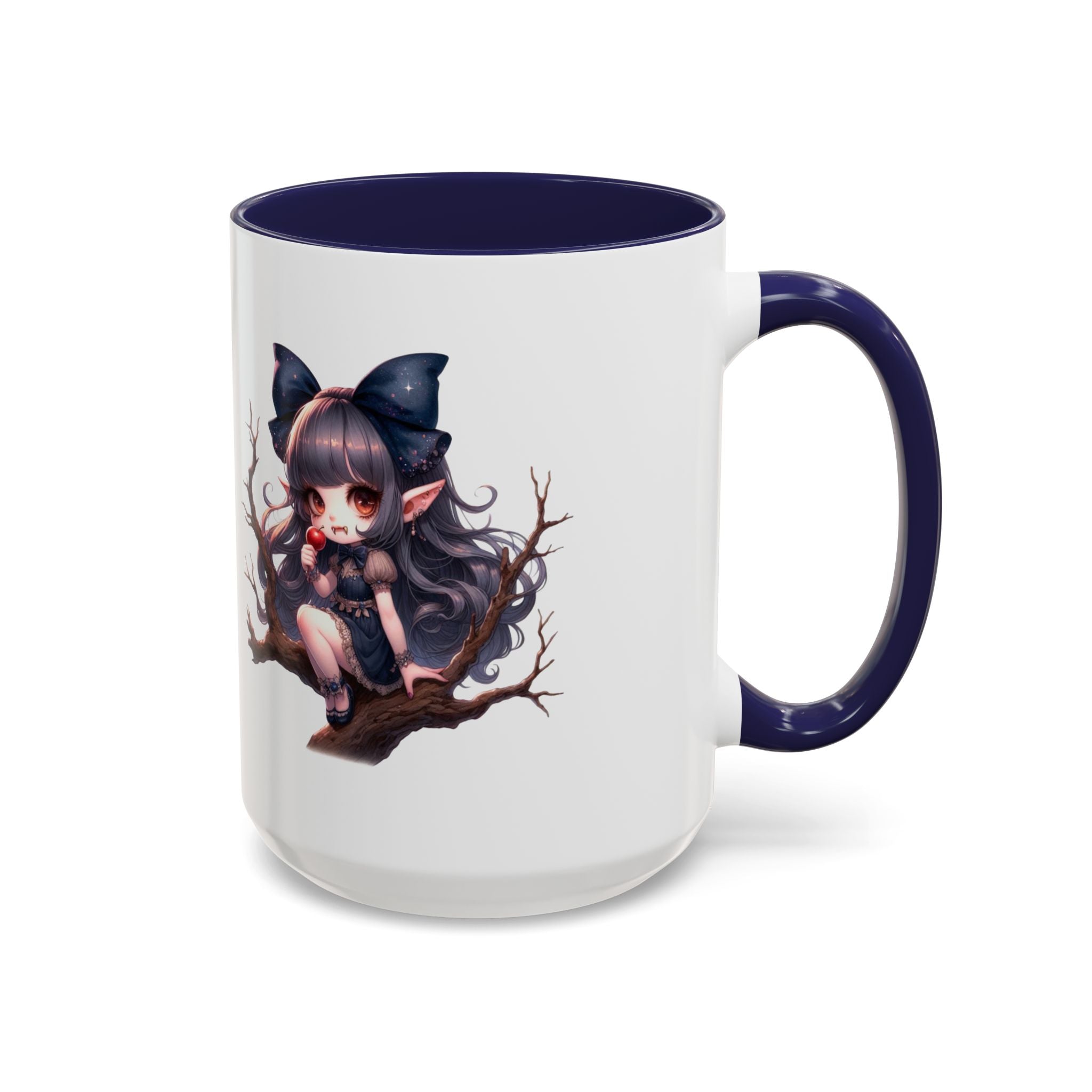 gothic vampire girl in tree horror art Accent Coffee Mug (11, 15oz) png16