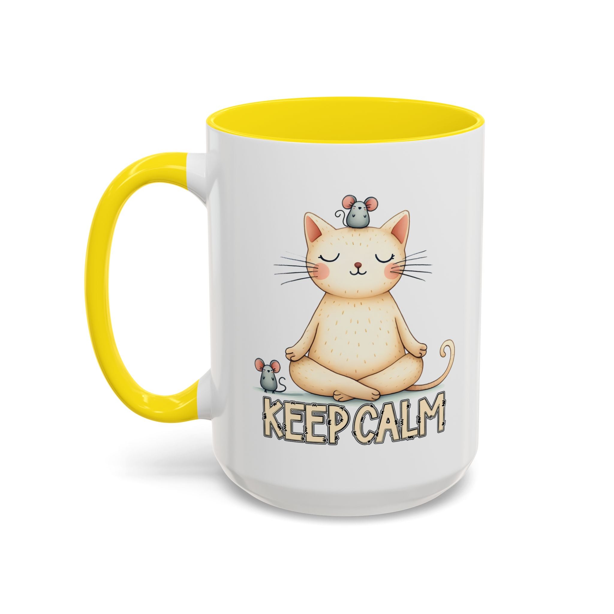 Serene Cat Coffee Mug, Funny Pet Lover's Gift, Cute Keepsake for Relaxation, Relaxing Drinkware, Quirky Home Decor