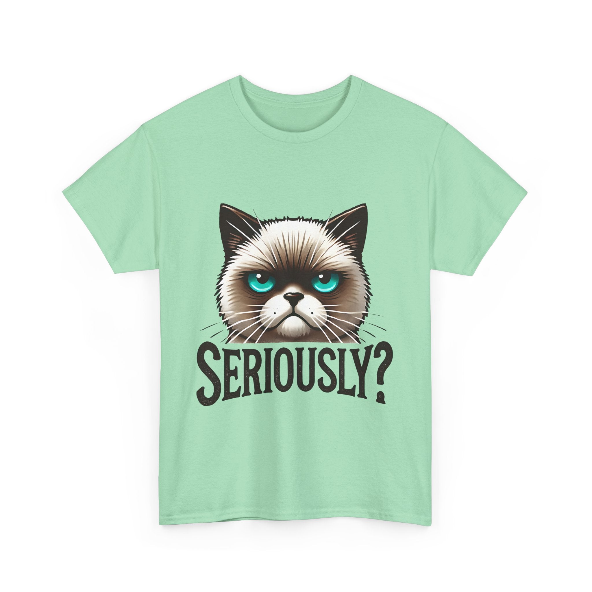Funny Cat Graphic Tee - 'Seriously?' Unisex Heavy Cotton Shirt