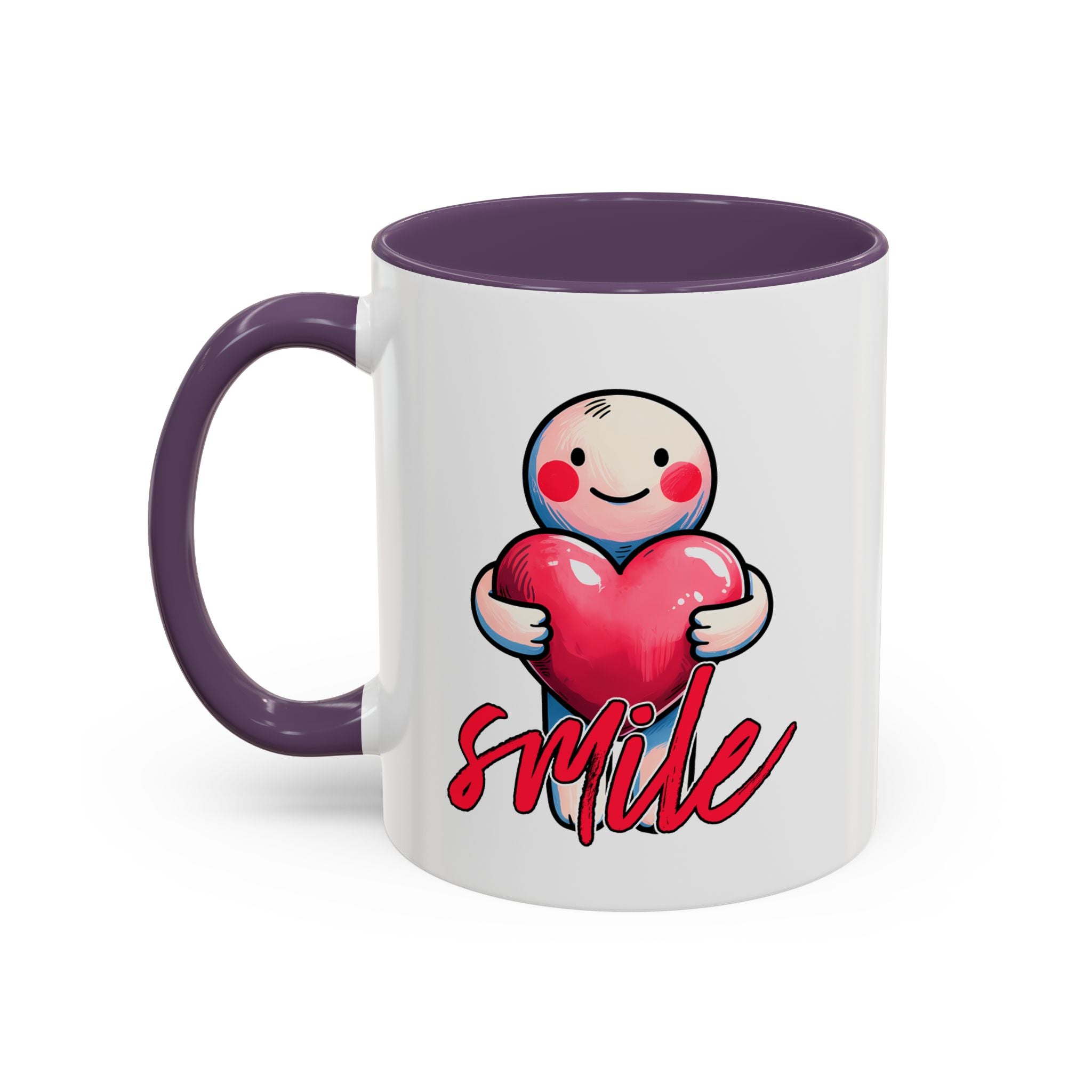 Smiling Heart Accent Coffee Mug - 11oz & 15oz | Cute Gift for Friends & Family