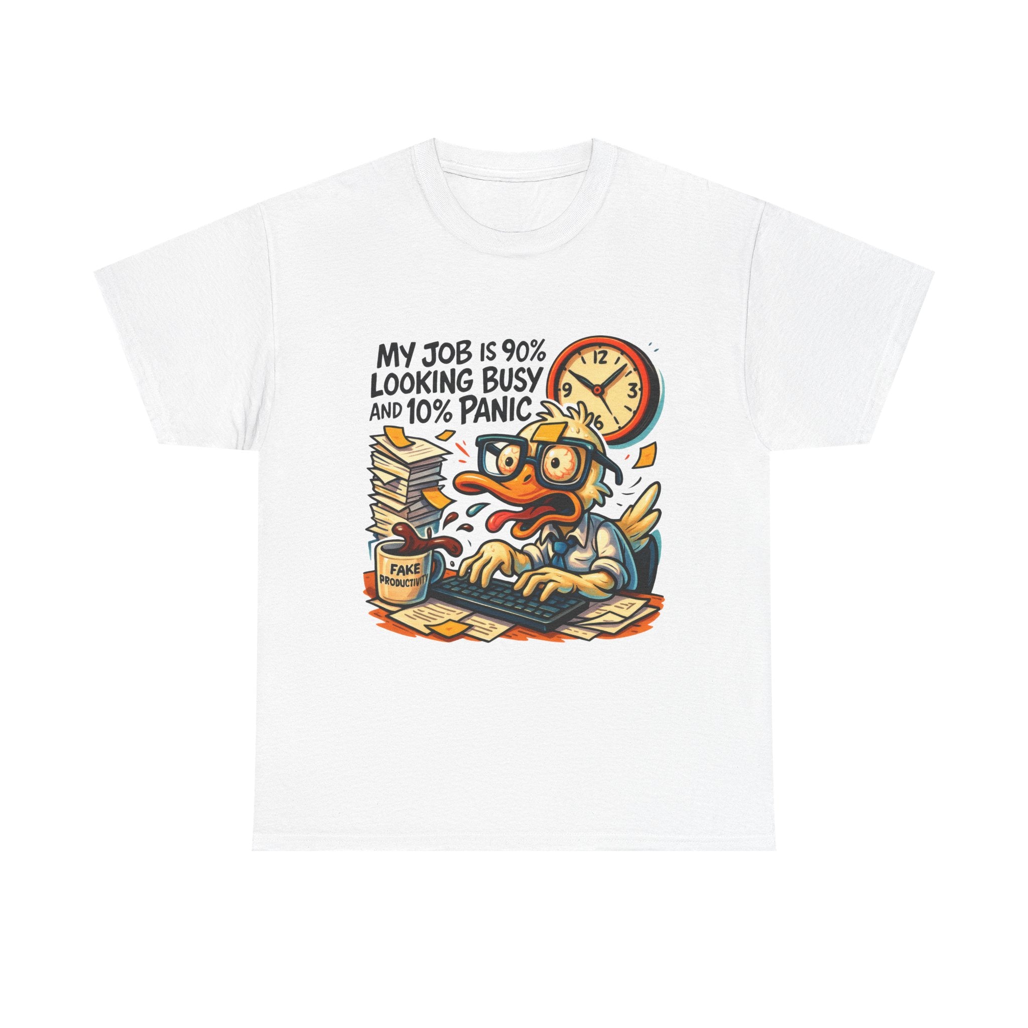 Humorous Work Tee: My Job is 90% Looking Busy, Fun Office Shirt, Gift for Coworkers, Unisex Tee, Casual Wear, Funny Job Humor