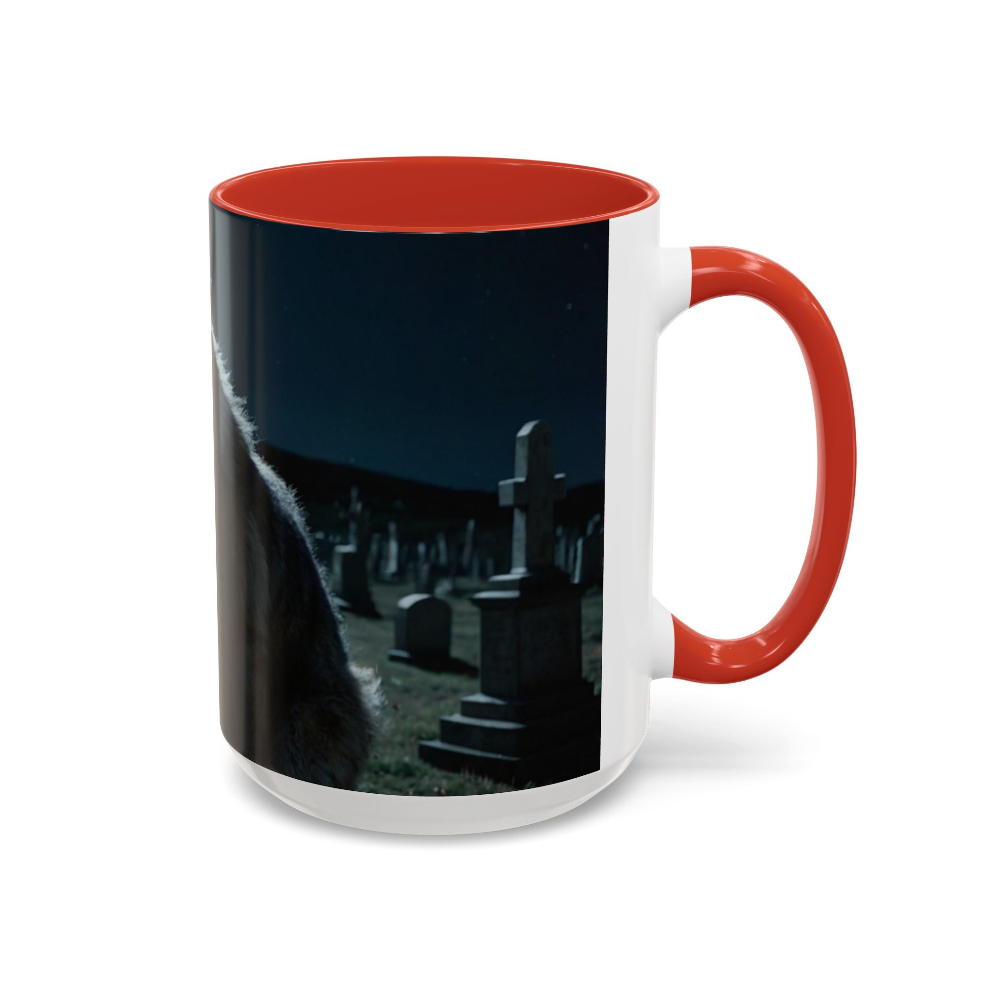 halloween werewolf in graveyard Howling Wolf Accent Coffee Mug - 11 & 15oz