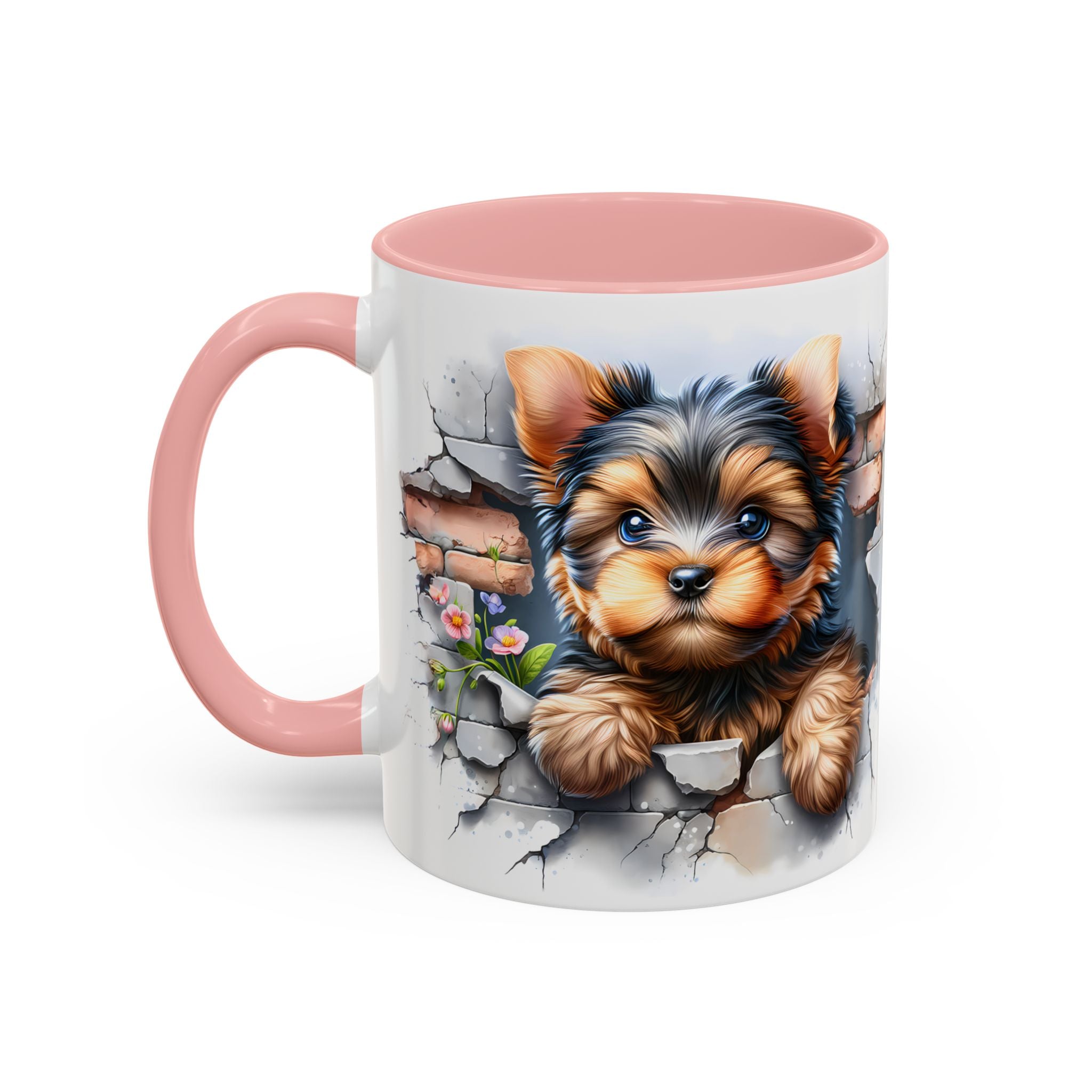 Cute Dog Peeking Coffee Mug, Pet Lover Gift, Yorkshire Terrier Mug, Animal Lover Coffee Cup, Dog-Themed Drinkware, Doggie Mug
