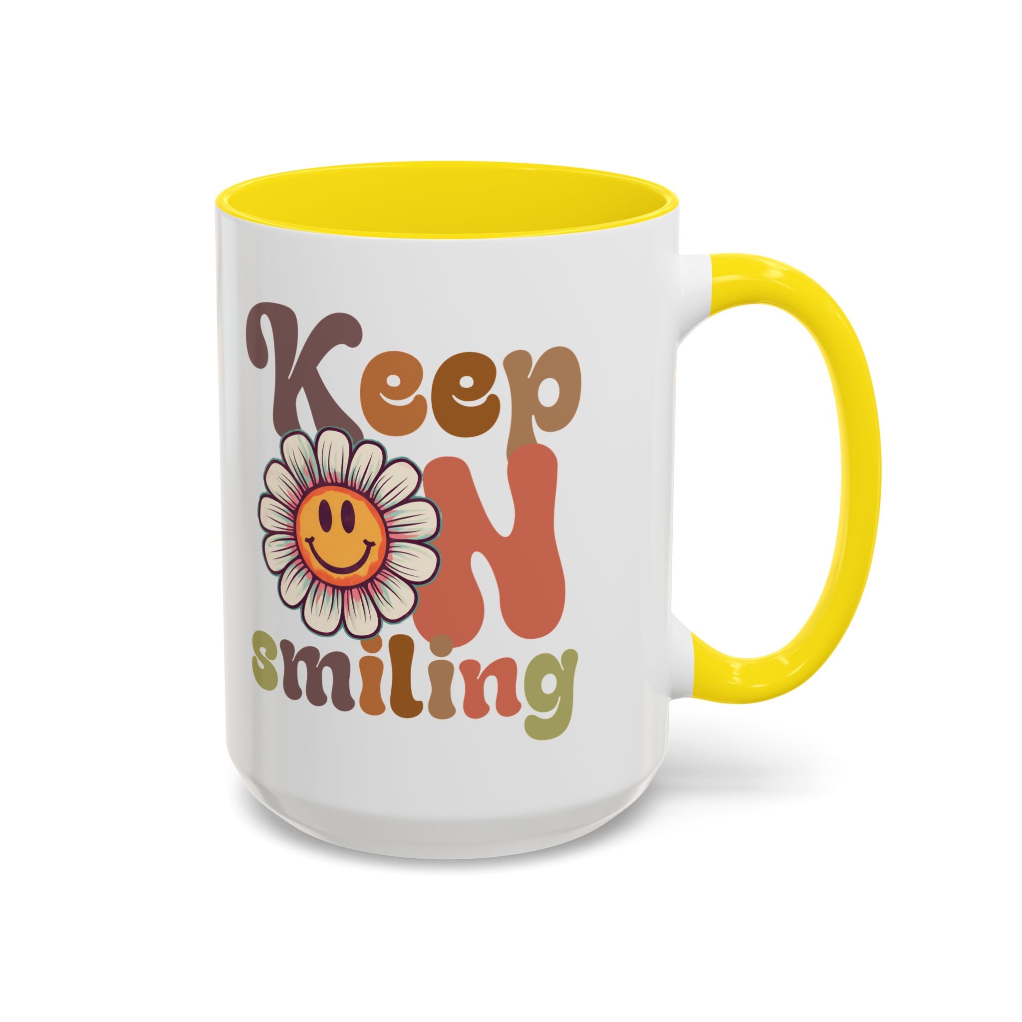 Keep Smiling Floral Coffee Mug - Cheerful 11 & 15oz Accent Mug for Daily Motivation