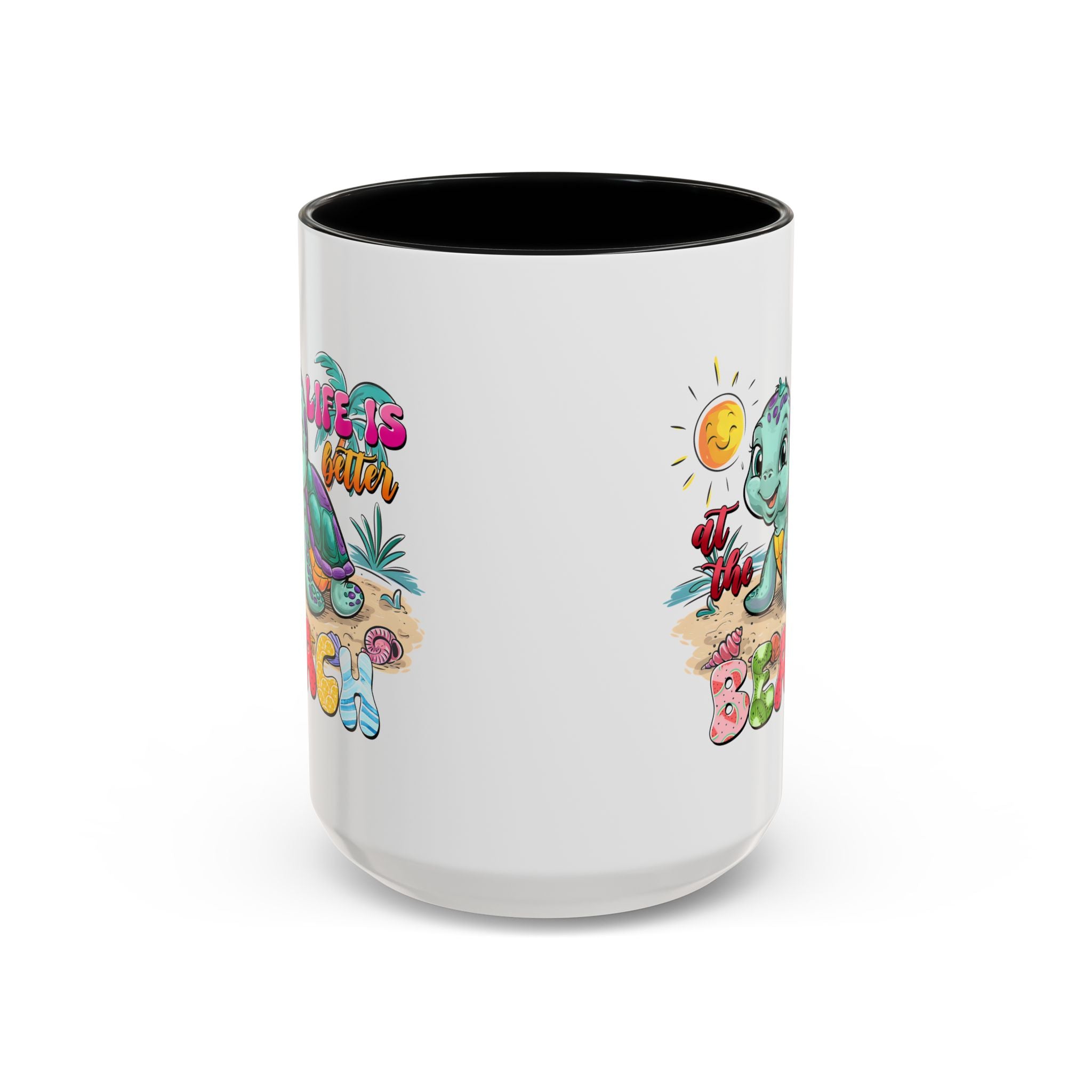 Beach Vibe Accent Coffee Mug - "Life is Better at the Beach" Design turtle animal lover