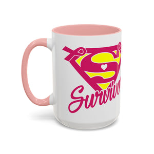 Survivor Mug 11oz & 15oz | Cancer Awareness, Motivational Gift, Empowerment, Superhero Theme, Unique Coffee Cup