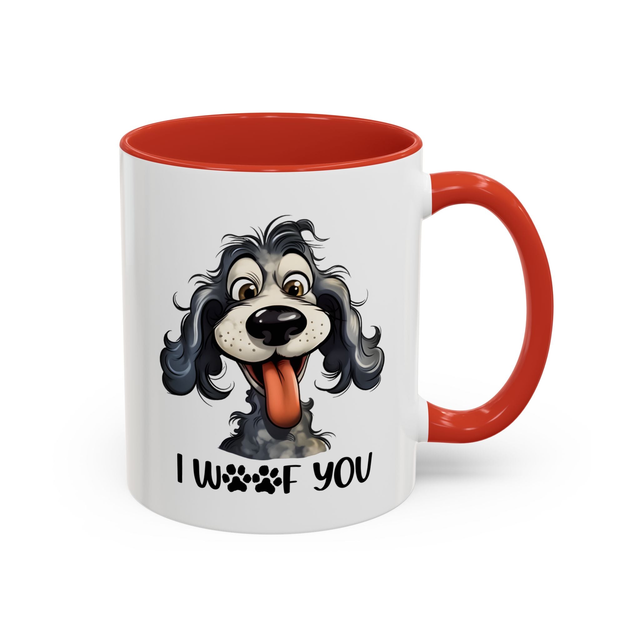 Dog Lover's Accent Coffee Mug - I Woof You, Pet Gift, Animal Lover Cup, Dog Mom Mug, Cute Dog Design, Fun Coffee Cup