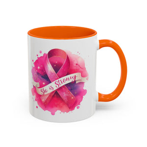 Empowering Pink Ribbon Coffee Mug | She is Strong | Gift for Cancer Awareness, Inspirational Drinkware, Office Mug, Motivational [...]