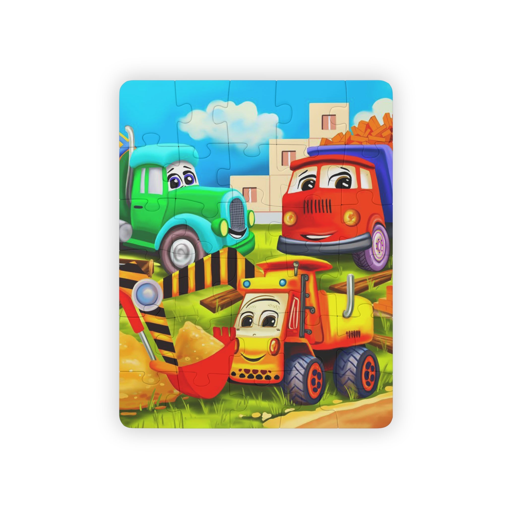 Kids' Construction Vehicles Puzzle - Fun Learning Toy for Preschoolers, Educational Games, Gift for Birthday, Travel Activities