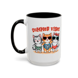 Summer Vibes Cat Coffee Mug - Fun Accent Mug for Cat Lovers