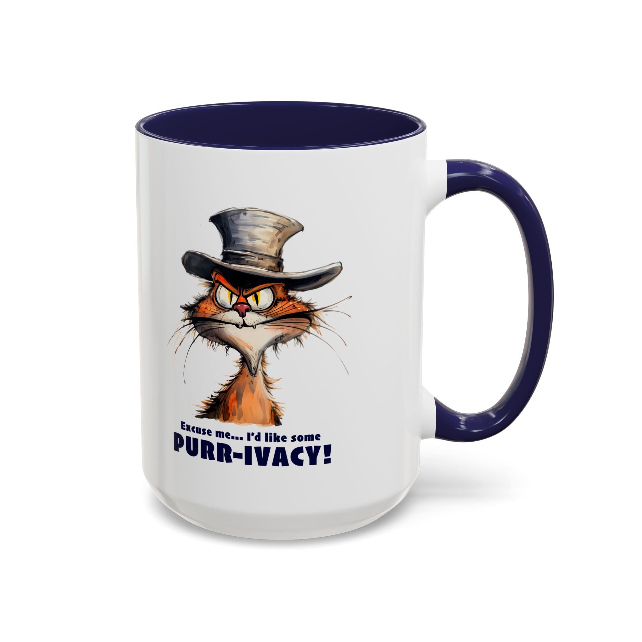 Funny Cat Coffee Mug - Purr-ivacy & Puppy Humor, Gifts for Cat Lovers, Home Office Accessories, Birthday, Pet Owner Mug