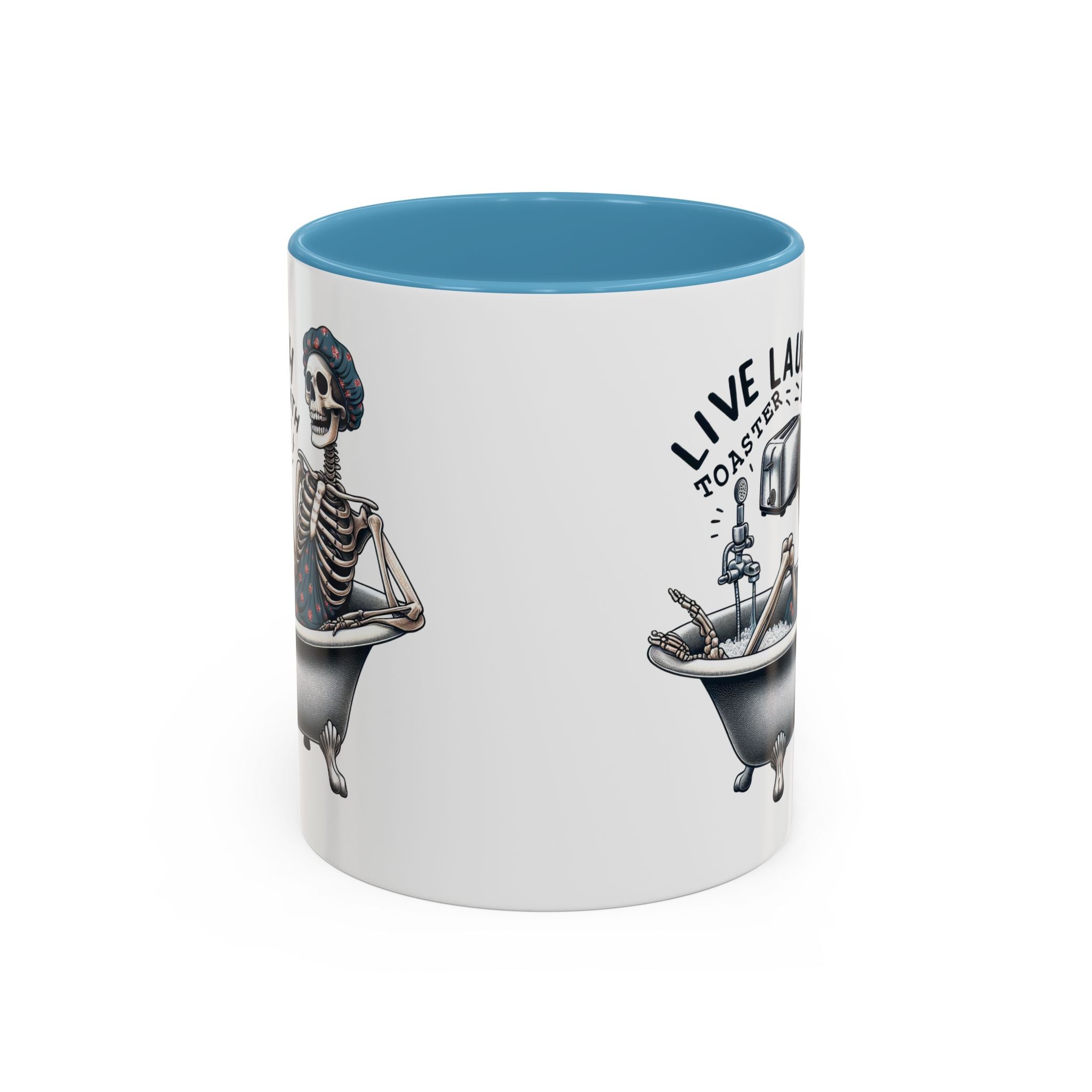 Skeleton Bath Time Coffee Mug, Live Laugh Roast & Relax Skeleton Mug, Funny Gift for Halloween, Quirky Kitchen Decor, Unique Coffee Cup
