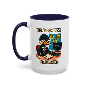 Busy Duck Coffee Mug, Humorous Office Mug, Cute Animal Mug Gift, Quirky Work Mug, Funny Gift for Coworkers