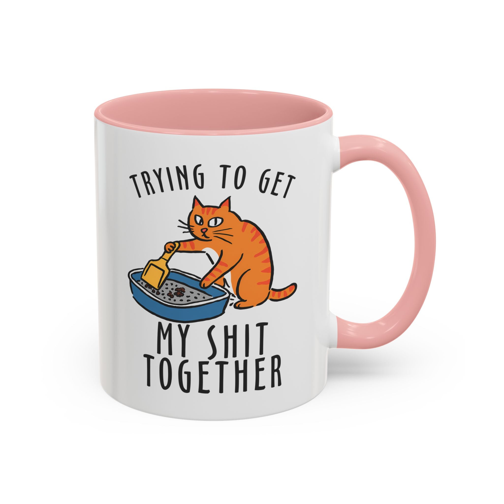 Funny Cat-Themed Coffee Mug - "Trying to Get My Shit Together" adult humor