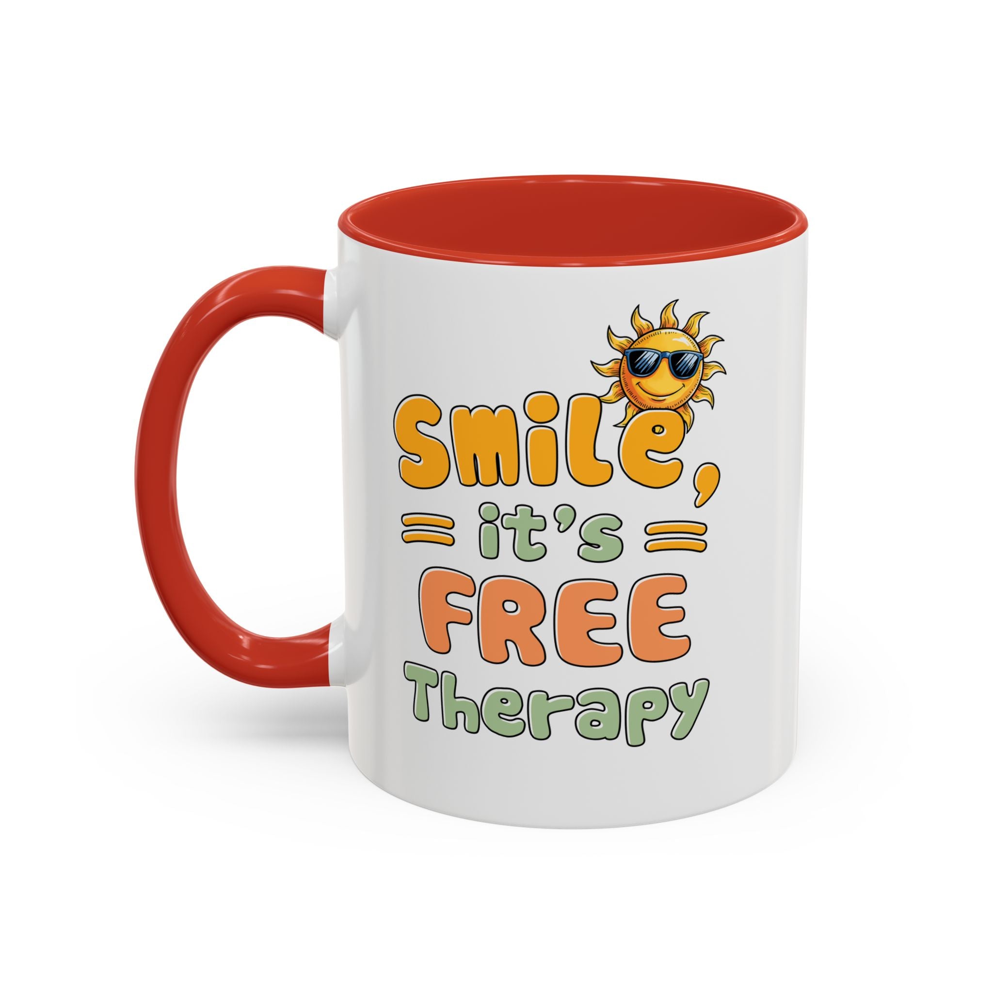 Smile It's Free Therapy Coffee Mug - Fun & Cheerful Accent Mugs for Brightening Your Day