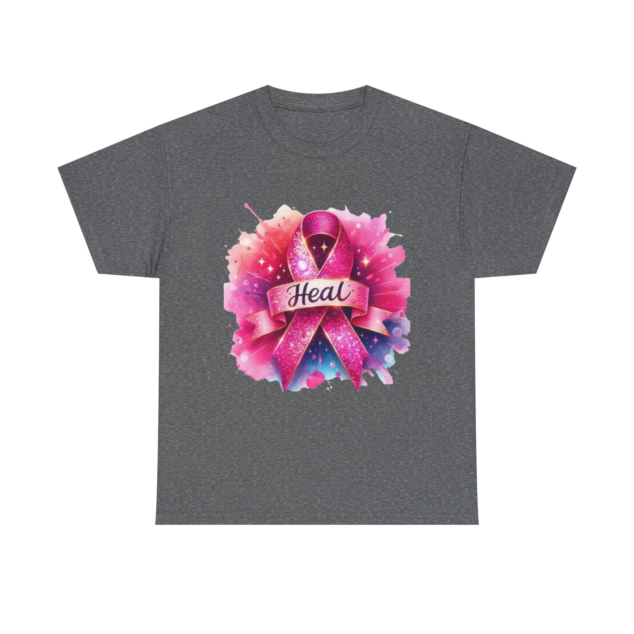Breast Cancer Awareness Tee, Heal Ribbon Shirt, Supportive Gift, Unisex Cotton T-Shirt, Inspirational Apparel, Pink Ribbon Top