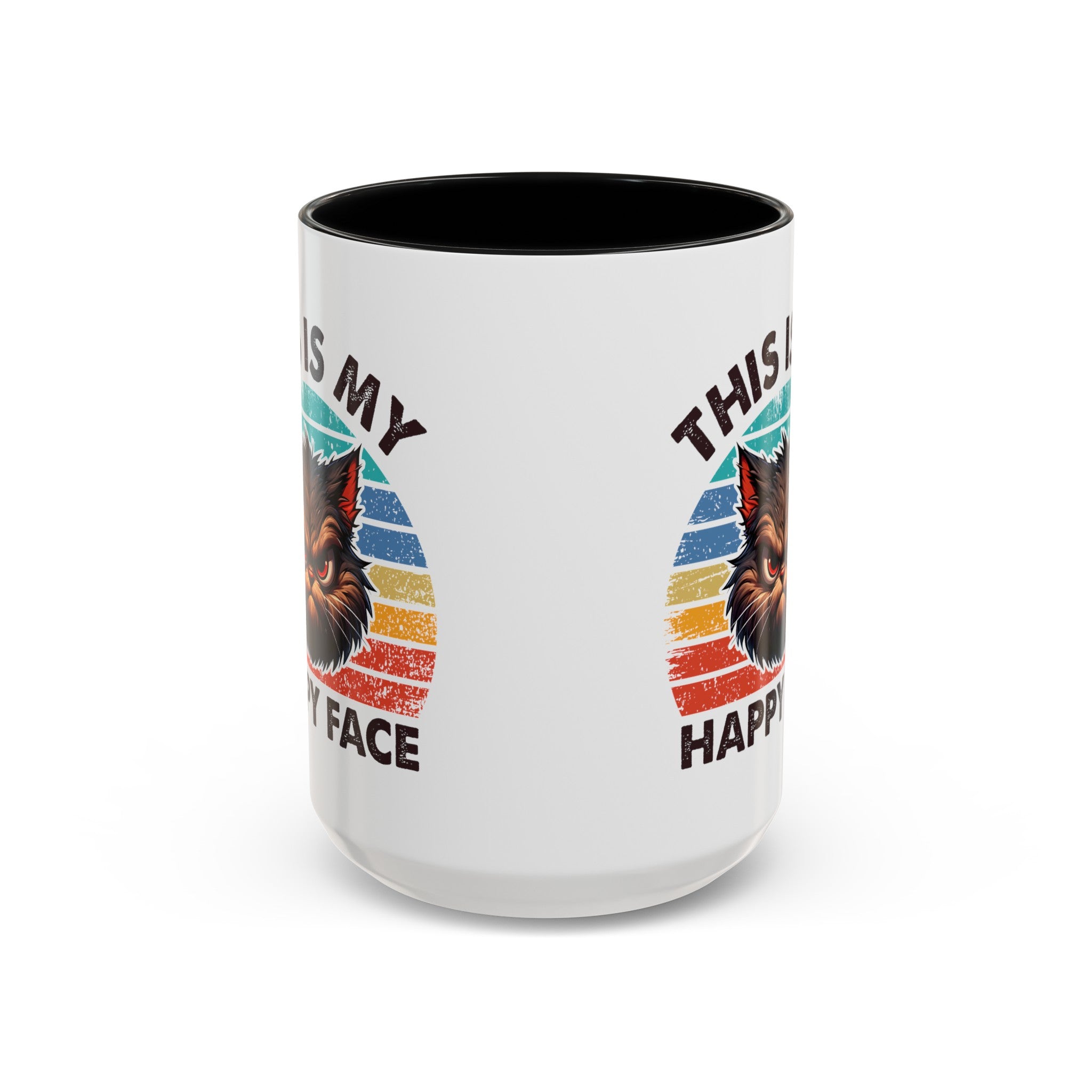 grumpy cat this is my happy face Accent Coffee Mug (11, 15oz) by the x m world