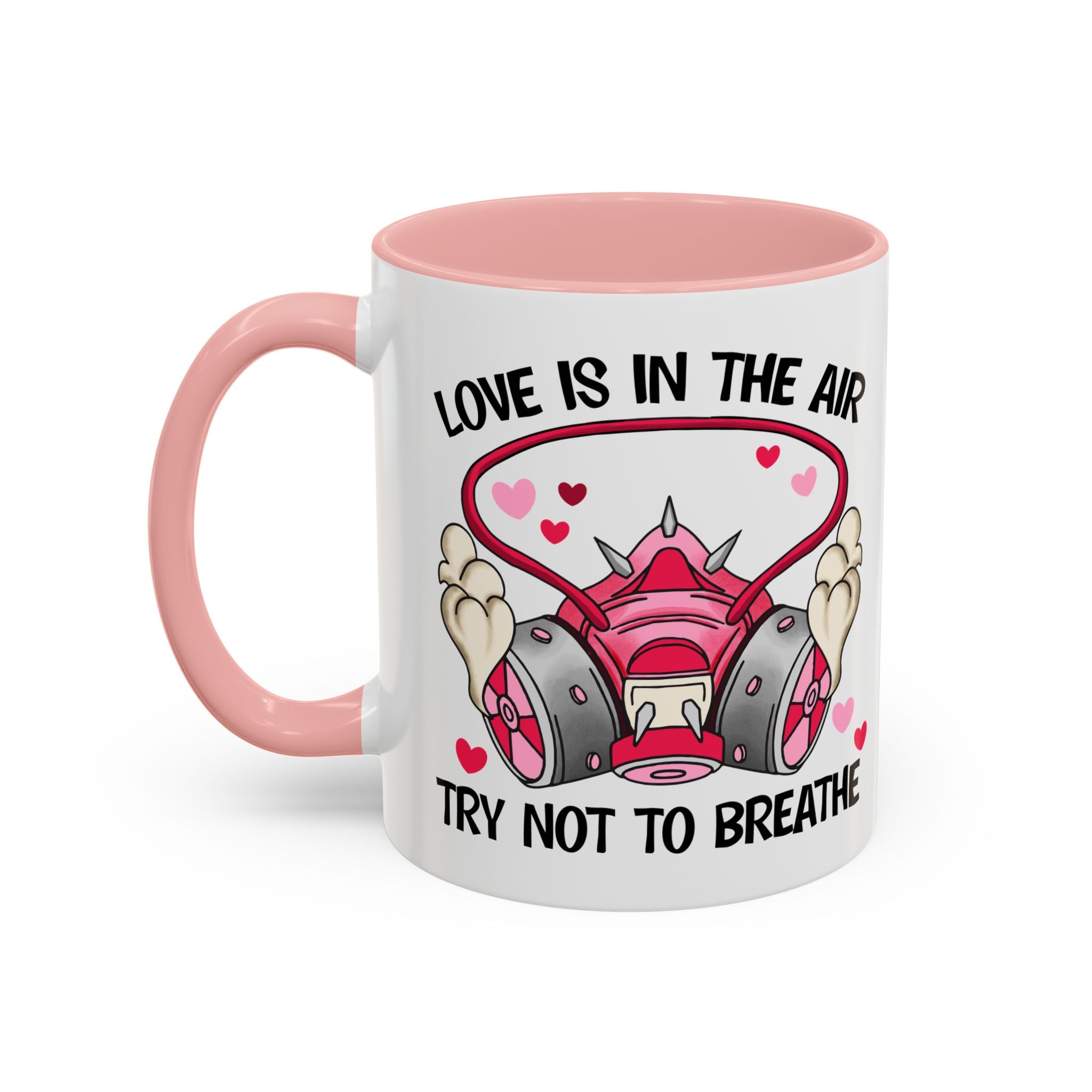 Love Is In The Air Gas Mask Coffee Mug — Funny anti Valentine Gift (11/15oz)