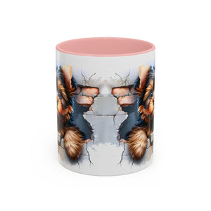Cute Dog Peeking Coffee Mug, Pet Lover Gift, Yorkshire Terrier Mug, Animal Lover Coffee Cup, Dog-Themed Drinkware, Doggie Mug