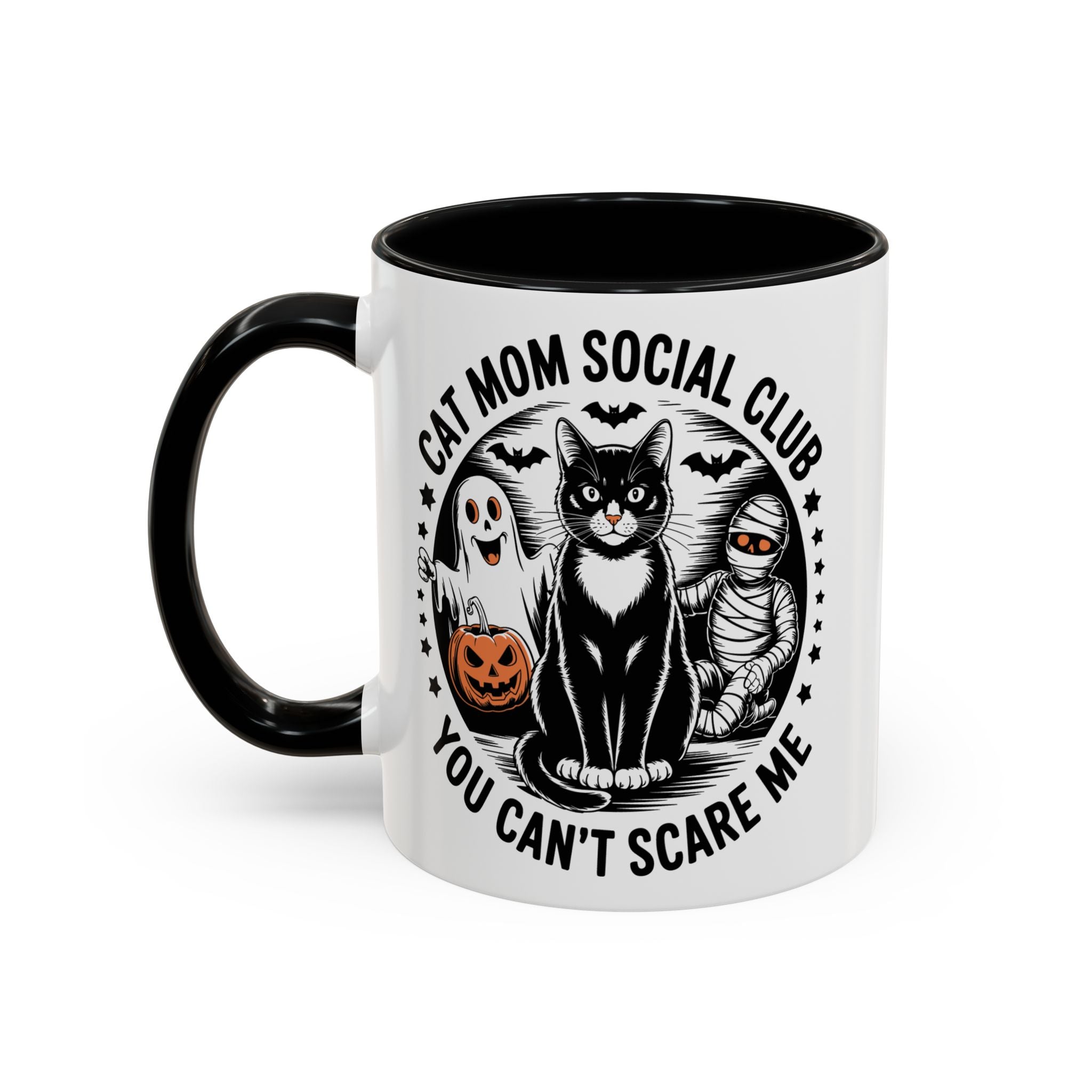 Halloween Cat Mom Coffee Mug - Spooky Social Club Design