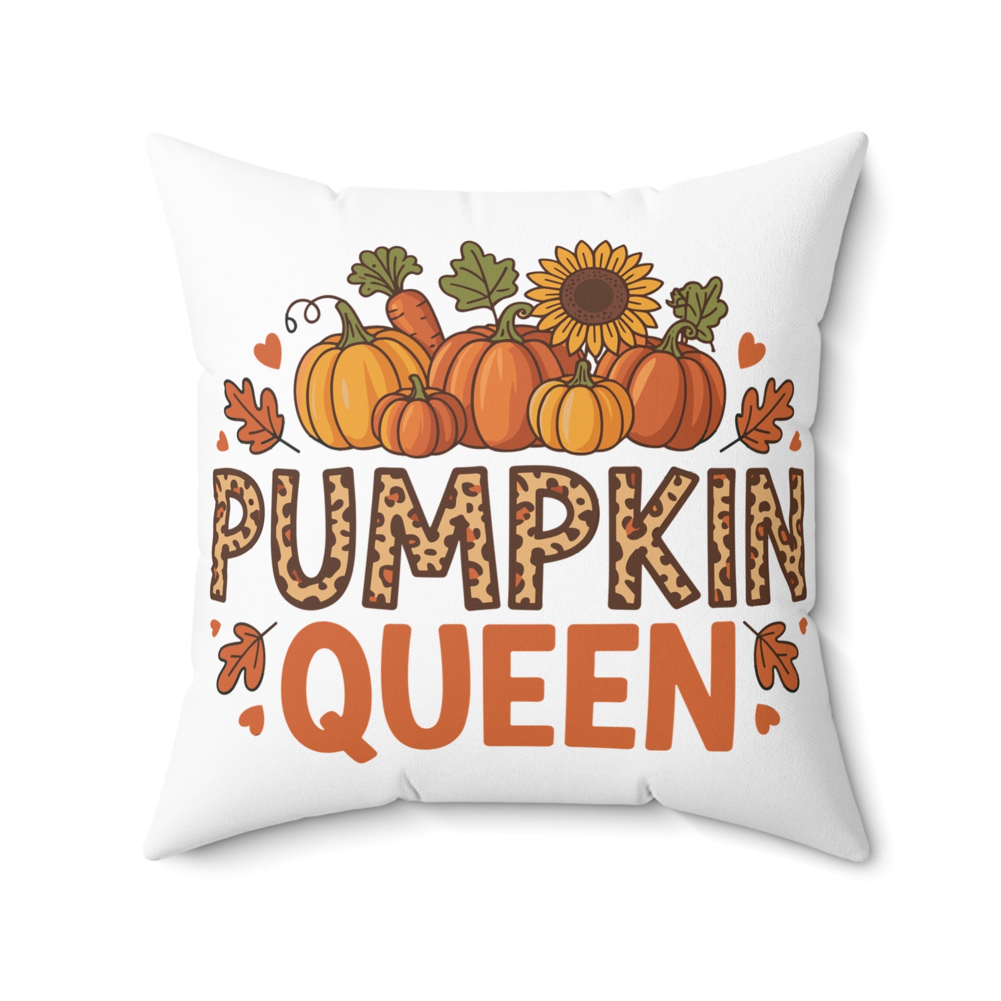 Pumpkin Queen Square Pillow, Fall Decor, Autumn Cushion, Harvest Home Decor, Thanksgiving Gift, Seasonal Accent Pillow