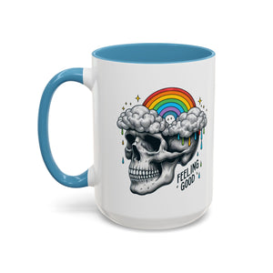 Skull Rainbow Coffee Mug, Unique Gift for Coffee Lovers, Halloween Decor, Daily Motivation Mug, Fun Skull Design