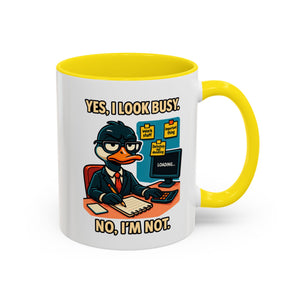 Busy Duck Coffee Mug, Humorous Office Mug, Cute Animal Mug Gift, Quirky Work Mug, Funny Gift for Coworkers