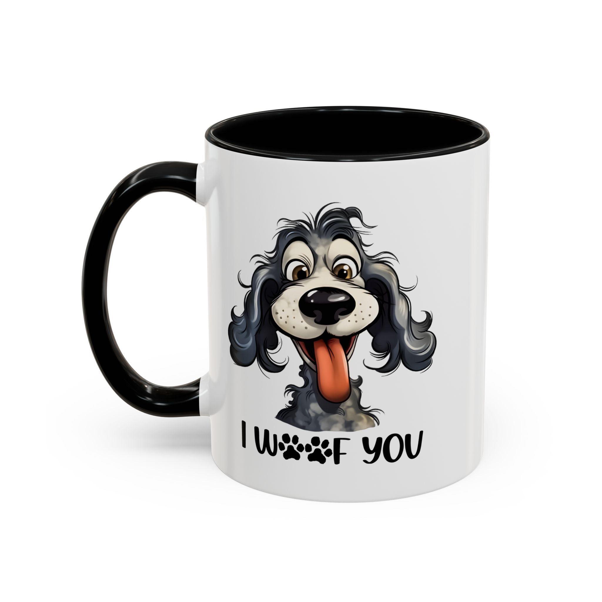 Dog Lover's Accent Coffee Mug - I Woof You, Pet Gift, Animal Lover Cup, Dog Mom Mug, Cute Dog Design, Fun Coffee Cup