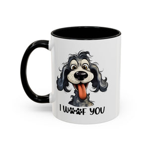 Dog Lover's Accent Coffee Mug - I Woof You, Pet Gift, Animal Lover Cup, Dog Mom Mug, Cute Dog Design, Fun Coffee Cup