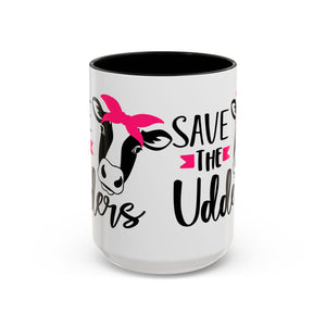 cancer awareness Cute Cow Mug - Save the Utters Coffee Cup, Gift for Animal Lovers,  Mug, Unique Birthday Gift