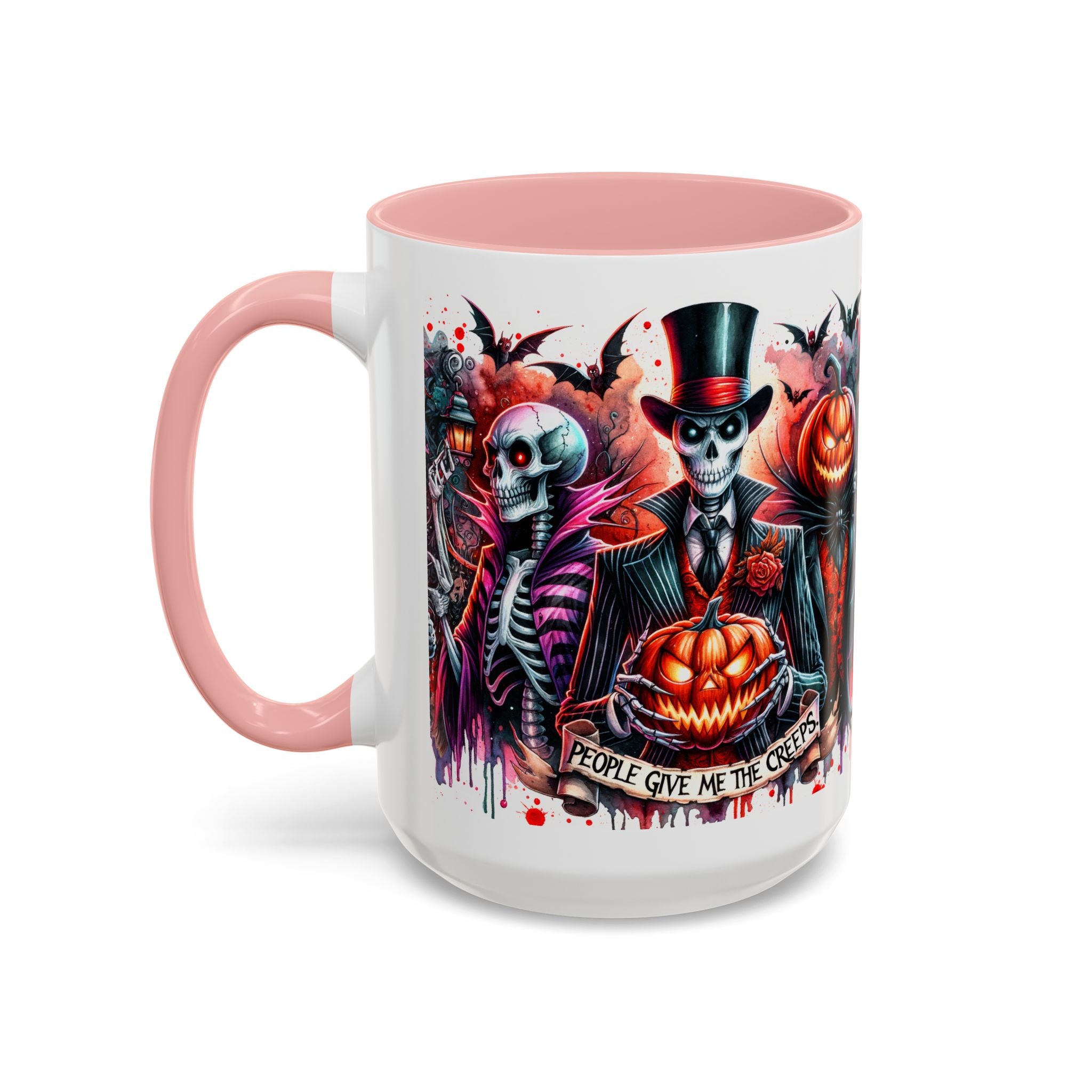 Halloween-themed Accent Coffee Mug, Spooky Skull Mug, Pumpkin Art Cup, Unique Gift for Halloween Lovers, October Decor