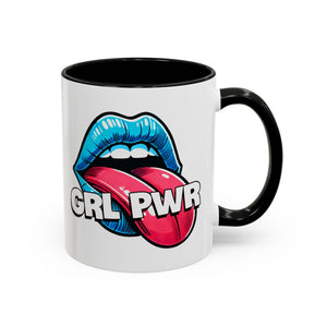 GRL PWR Accent Coffee Mug - Bold Fun Design for Empowerment, Great Gift for Friends, Coffee Lovers, Birthdays, and Celebrations