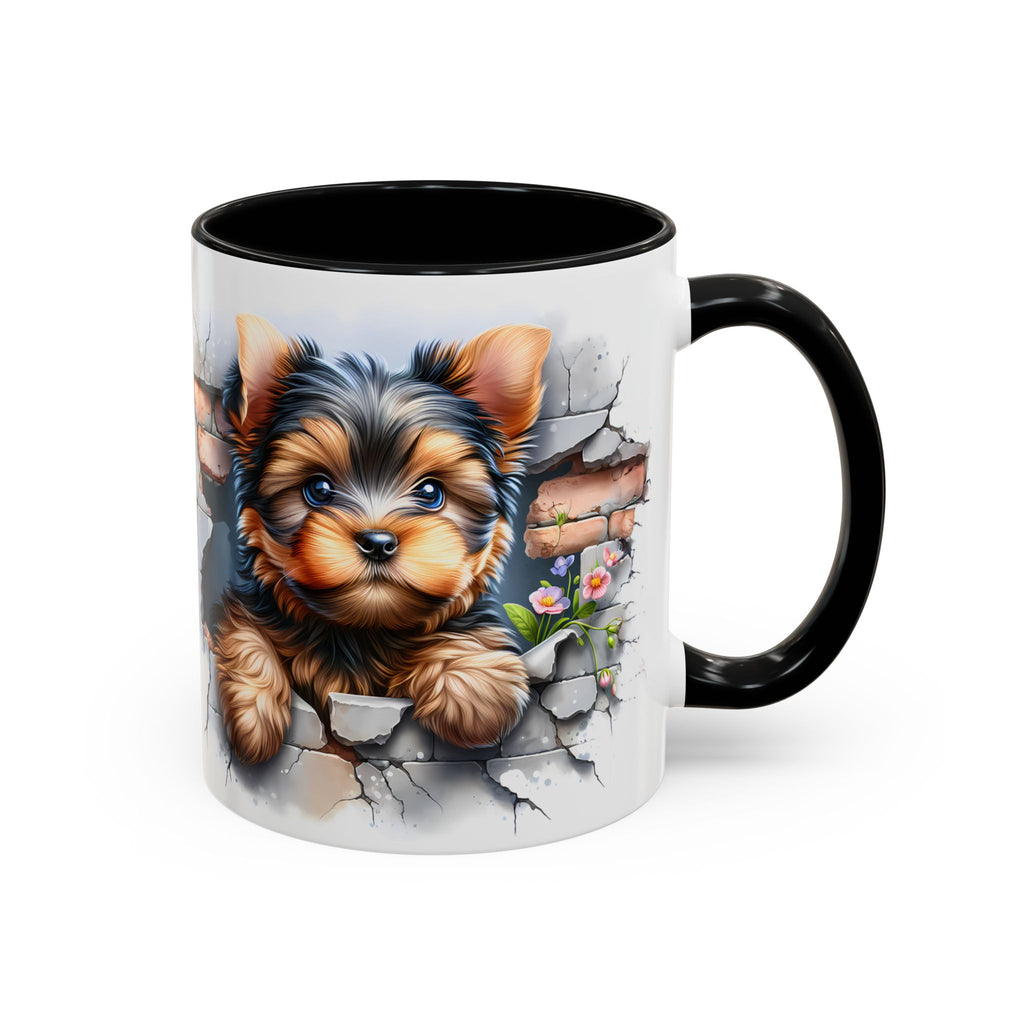 Cute Dog Peeking Coffee Mug, Pet Lover Gift, Yorkshire Terrier Mug, Animal Lover Coffee Cup, Dog-Themed Drinkware, Doggie Mug