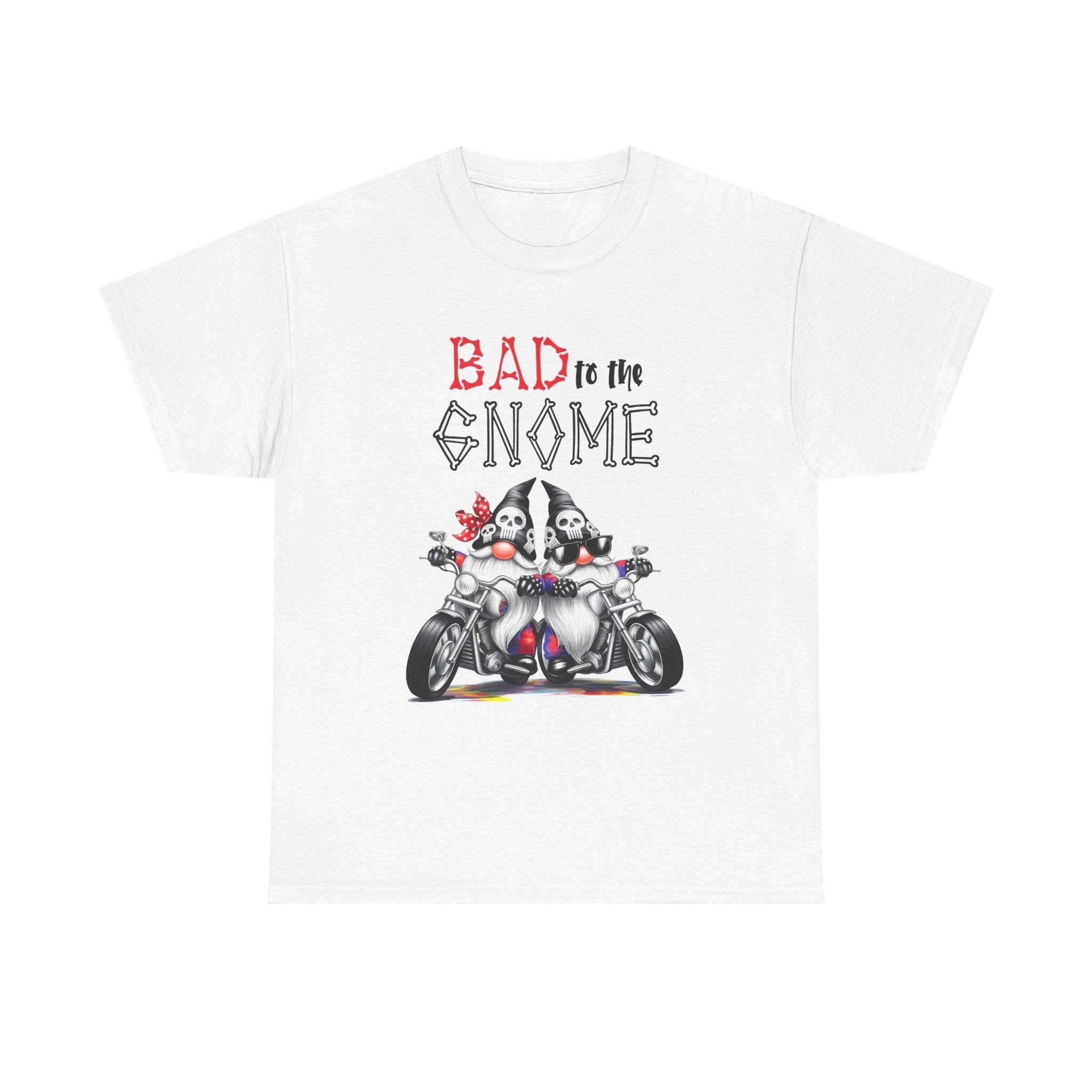 Bad to the Gnome Unisex Heavy Cotton Tee - Fun and Whimsical Biker Shirt