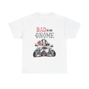 Bad to the Gnome Unisex Heavy Cotton Tee - Fun and Whimsical Biker Shirt