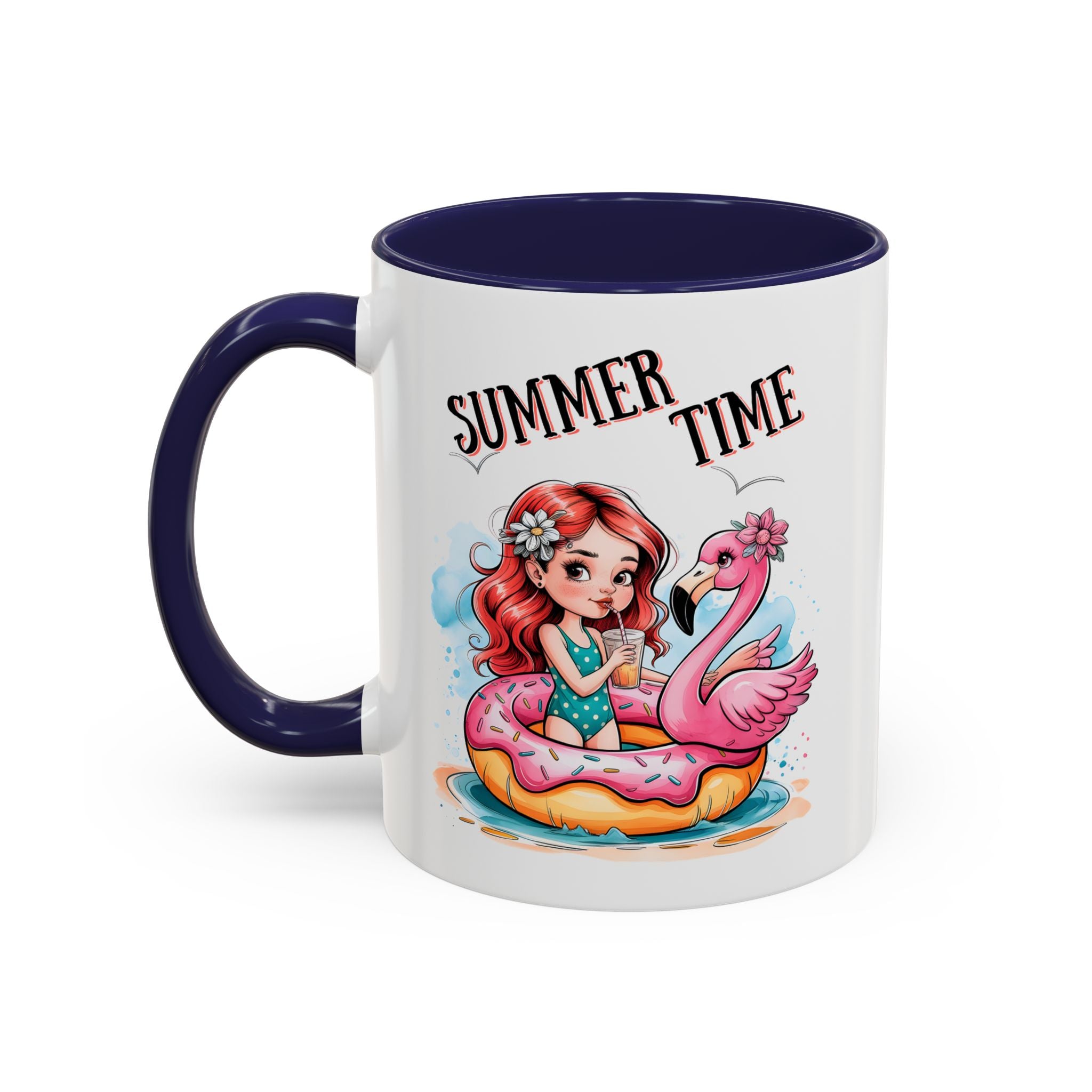 Summer Time Accent Coffee Mug - 11oz & 15oz funny cute girl floating