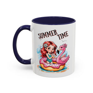 Summer Time Accent Coffee Mug - 11oz & 15oz funny cute girl floating