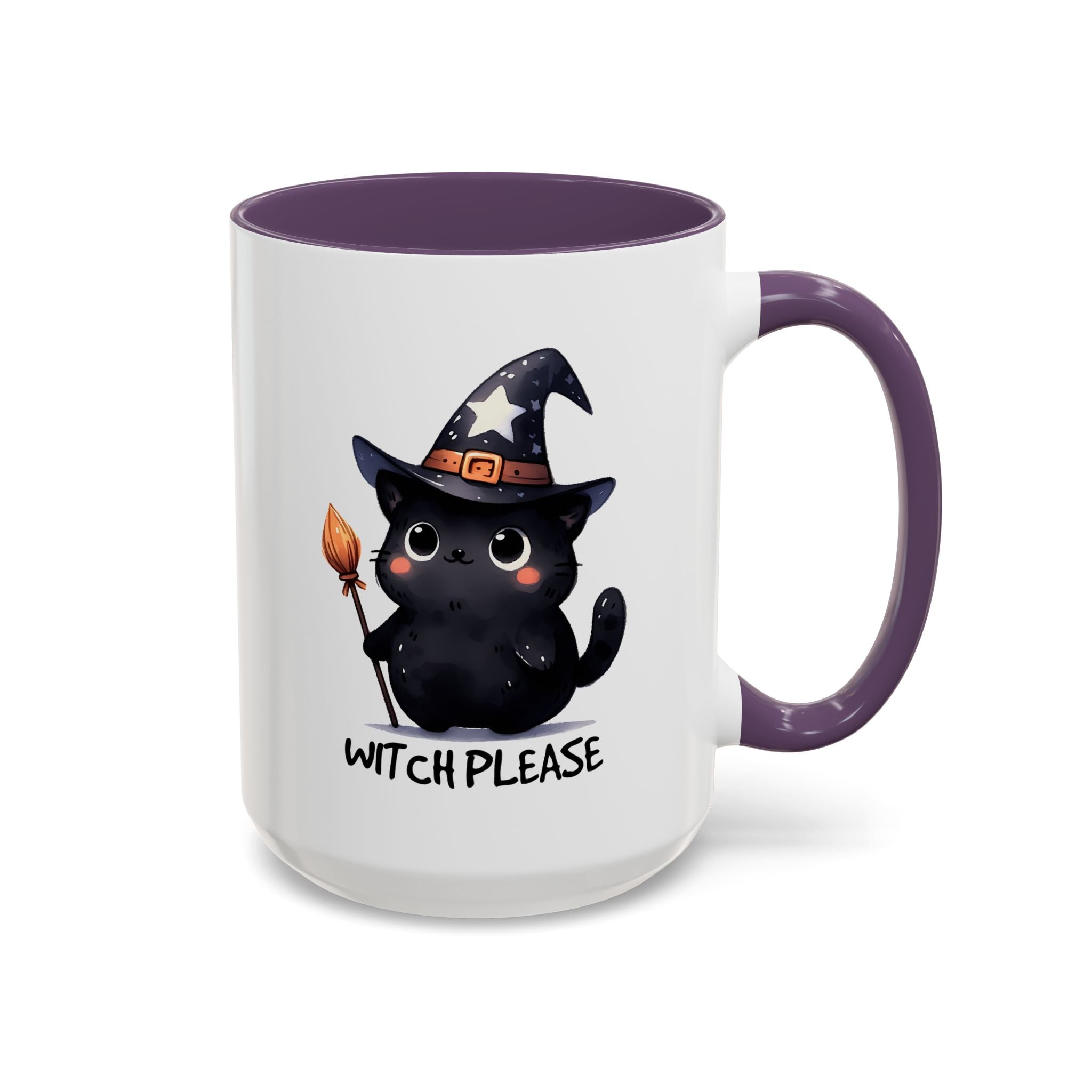 Cute Witch Cat Coffee Mug - Perfect for Halloween, Cat Lover Gift, Witch Please Design, Black Cat Mug, Cozy Drinkware